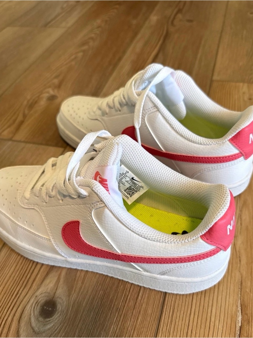 Nike White Court Vision Low with Pink Swoosh - Picture 2 of 4
